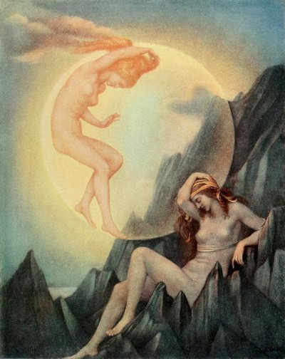 The Sleeping Earth and Wakening Moon by Evelyn De Morgan